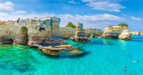 Stacks of Torre Sant Andrea, Salento coast, Puglia region, Italy