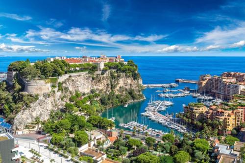 Panoramic view of prince's palace in Monte Carlo in a summer day, Monaco