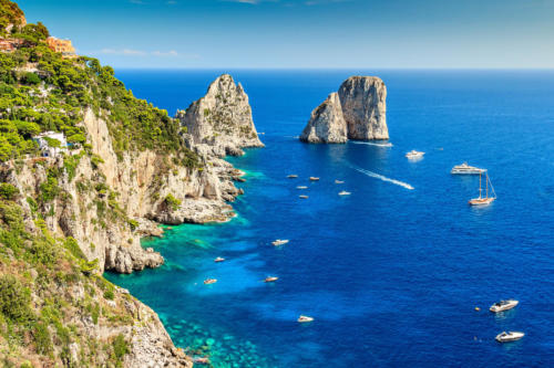 Capri island and Faraglioni cliffs,Italy,Europe