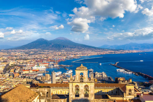 Napoli  and mount Vesuvius in  Italy