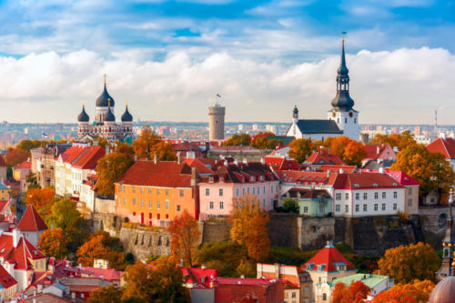 Aerial view old town, Tallinn, Estonia