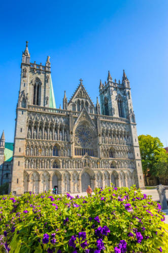 Nidaros Cathedral (Nidarosdomen) in beautiful city Trondheim, Norway